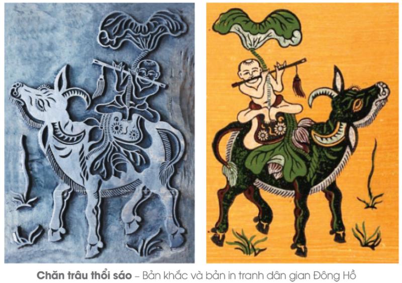 Tranh Đông Hồ Chăn Trâu Thổi Sáo và hình tượng con trâu 11 Tranh Đông Hồ Chăn Trâu Thổi Sáo khắc gỗ