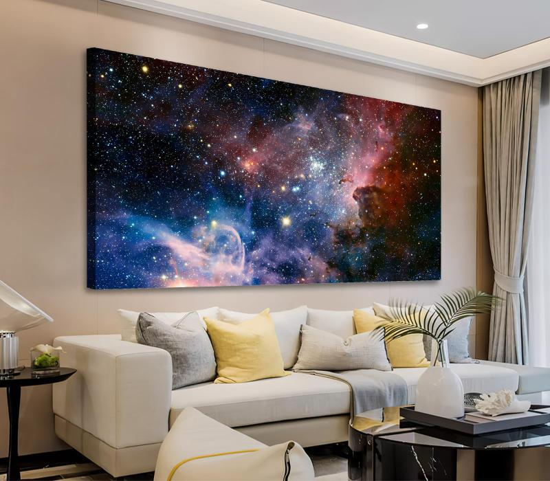 99+ Tranh Galaxy – Vẻ đẹp huyền ảo từ dải ngân hà 5 Tranh galaxy khổ lớn tạo điểm nhấn hiện đại và tăng chiều sâu thẩm mỹ cho phòng khách sang trọng
