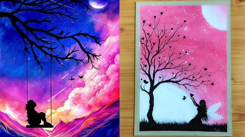 99+ Tranh Galaxy – Vẻ đẹp huyền ảo từ dải ngân hà 12 Tranh galaxy dễ thương và trầm lắng với hình ảnh bạn bè dưới ánh trăng