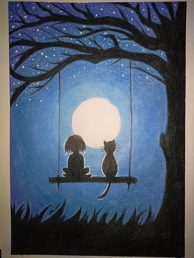 99+ Tranh Galaxy – Vẻ đẹp huyền ảo từ dải ngân hà 13 Tranh galaxy nghệ thuật với hình ảnh một đứa trẻ và chiếc xe đạp dưới bầu trời đầy màu sắc, gợi mở khát vọng khám phá