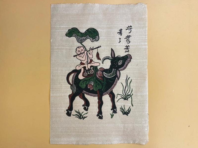 Tranh Đông Hồ Chăn Trâu Thổi Sáo và hình tượng con trâu 14 Tranh Đông Hồ Chăn Trâu Thổi Sáo trên giấy dó