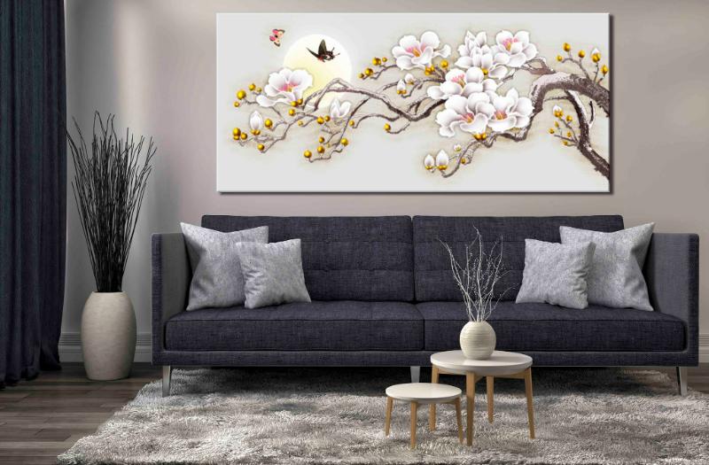 Bức tranh hoa đào trắng phong cách hiện đại giúp xua đuổi điều xui rủi và thu hút năng lượng tích cực
