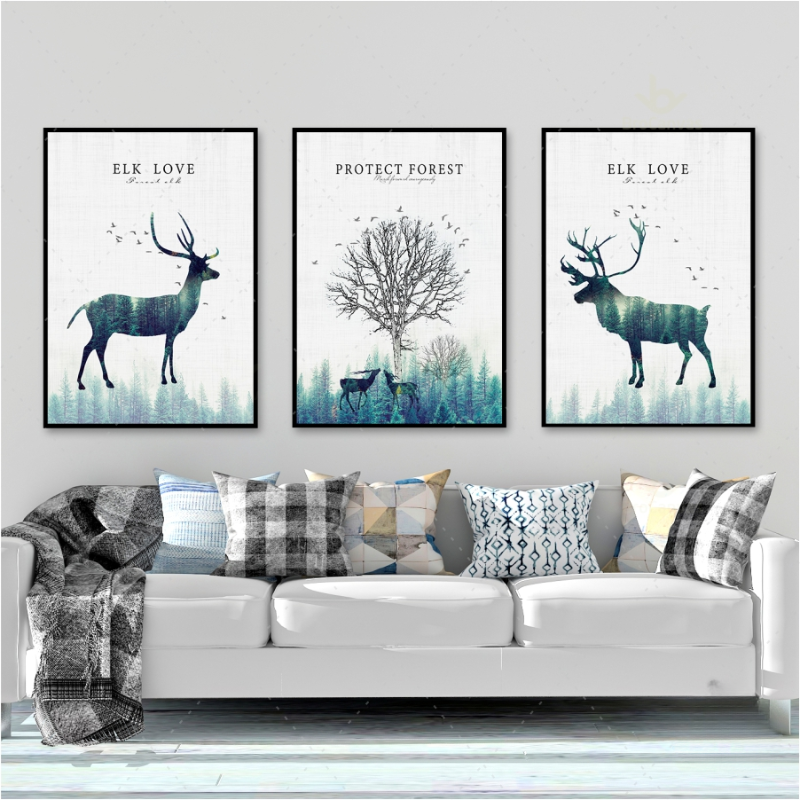 Top những bức tranh nai phong thủy đẹp, biểu tượng tài lộc 18 Bộ ba tranh nai cảnh rừng, thích hợp cho không gian decor tối giản, hiện đại