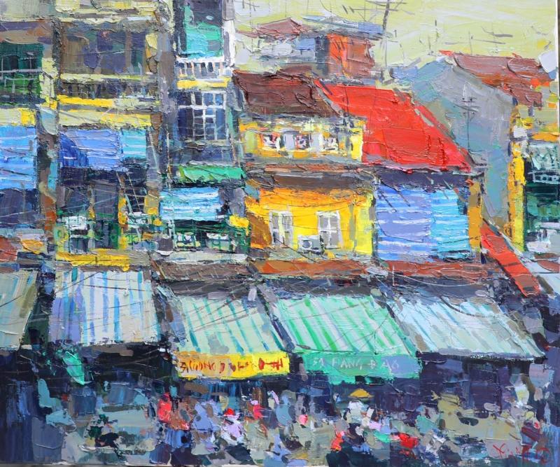 Cảm nhận hơi thở của phố phường xưa trong từng nét cọ đầy nghệ thuật.
