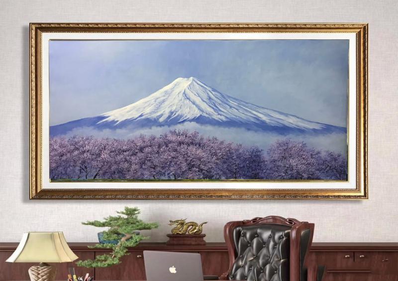 Tranh phong cảnh Núi Phú Sĩ: Ý nghĩa Phong Thủy & Tài Lộc 7 Tranh Núi Phú Sĩ khổ lớn mang lại cảm giác an nhiên, thư thái cho không gian làm việc và thu hút thịnh vượng