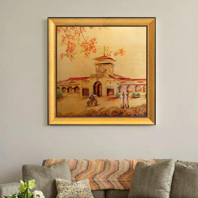 Tranh vẽ Chợ Bến Thành – Tuyển chọn mẫu đẹp nhất 2025 3 Tranh sơn mài Chợ Bến Thành với vẻ đẹp tinh xảo, sang trọng, mang đậm chất nghệ thuật truyền thống Việt Nam