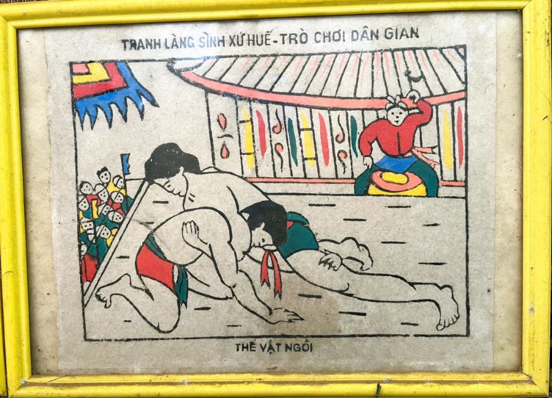 Tranh vật với tư thế ngồi (Thế vật ngồi), một khoảnh khắc giao đấu căng thẳng được ghi lại