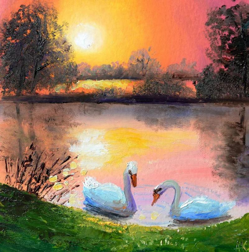 39+ Mẫu tranh thiên nga nghệ thuật đẹp, hợp phong thủy 13 Tranh sơn dầu thiên nga bình minh lãng mạn là biểu tượng của sự bình yên và vẻ đẹp trữ tình trong cuộc sống