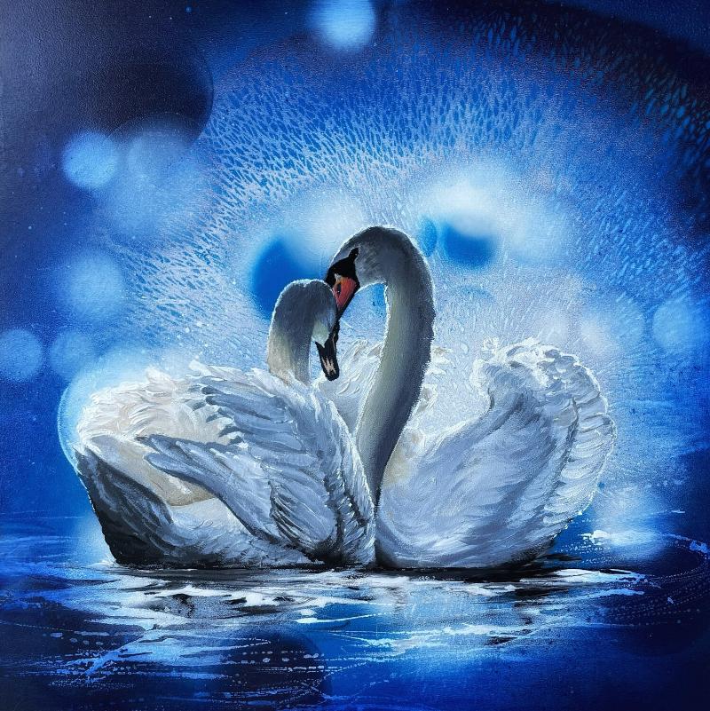 39+ Mẫu tranh thiên nga nghệ thuật đẹp, hợp phong thủy 14 Tranh đôi thiên nga thủy chung vĩnh cửu với tông màu xanh lạnh mang lại sự thông tuệ và tĩnh tại cho phòng thư giãn