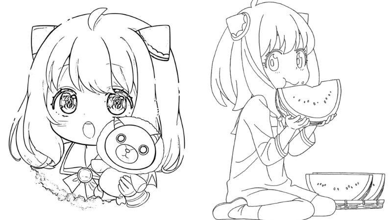 99+ Mẫu tranh tô màu anime cho bé đẹp, dễ thương, dễ tô 4 Bé Anya phiên bản Chibi cực dễ thương với biểu cảm sinh động giúp khơi gợi cảm xúc tích cực và hứng thú cho bé