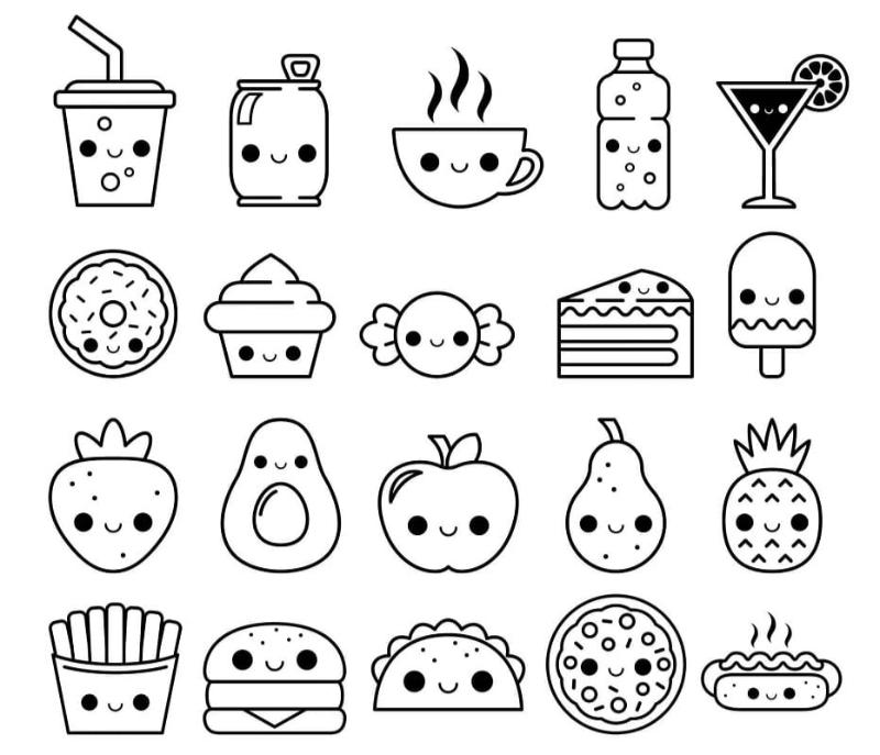 tranh to mau bo suu tap do an cute