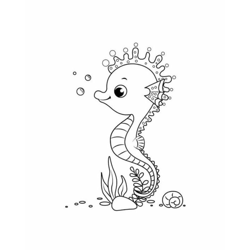 99+ Tranh tô màu con cá – Giúp bé sáng tạo & học hỏi 36 Tranh tô màu con cá ngựa