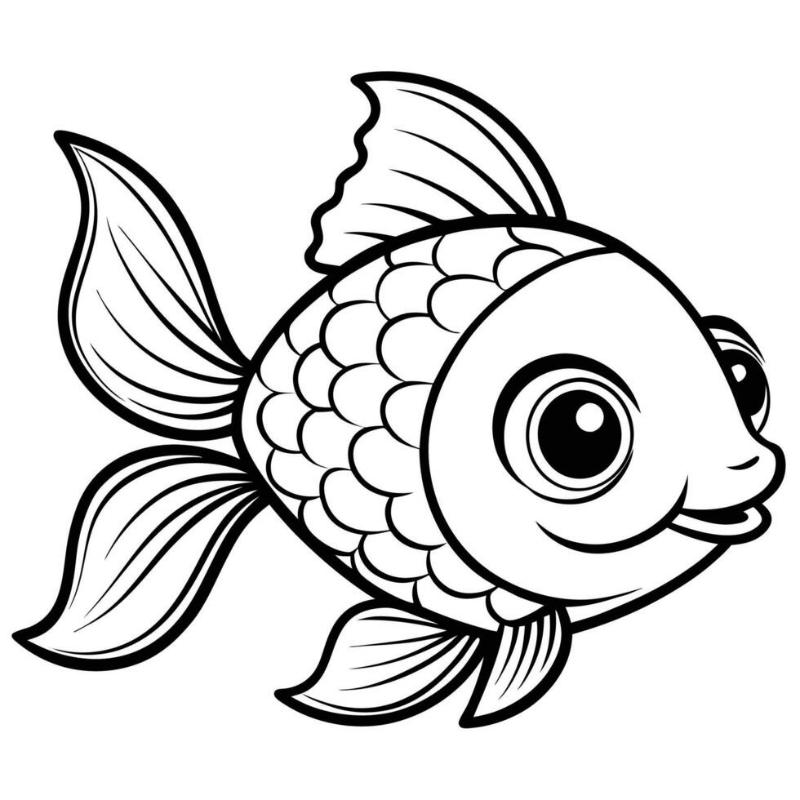 99+ Tranh tô màu con cá – Giúp bé sáng tạo & học hỏi 11 Tranh tô màu con cá vàng 10