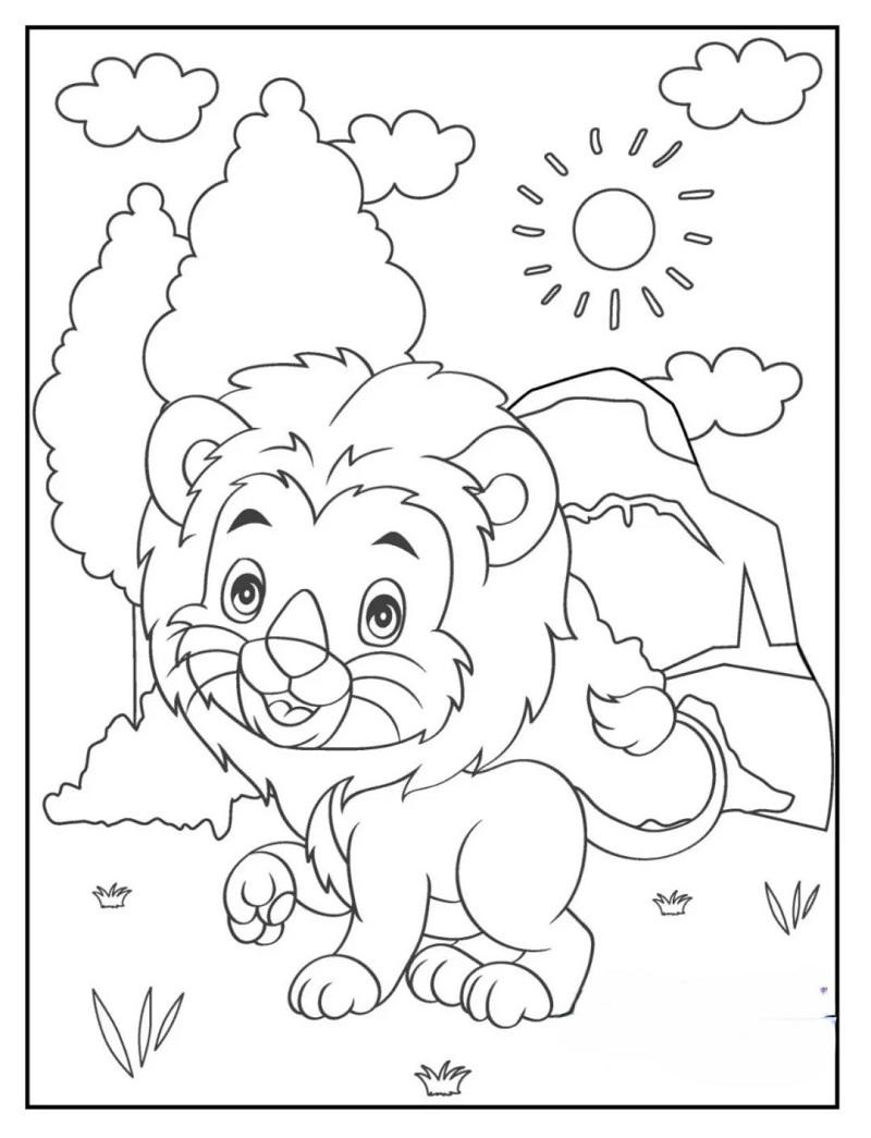 29+ Tranh tô màu con sư tử mạnh mẽ đẹp, dễ in cho bé 8 tranh to mau con su tu2