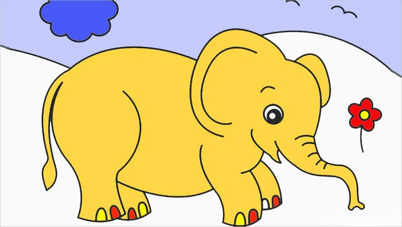 Tranh tô màu con voi đẹp dễ thương cho bé sáng tạo mỗi ngày 2 Tranh tô màu con voi