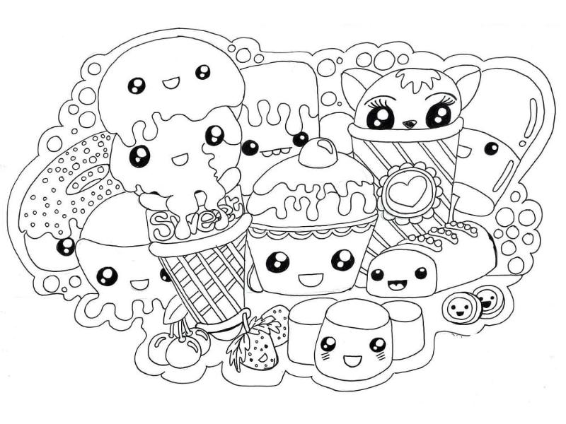 tranh to mau do an cute de thuong