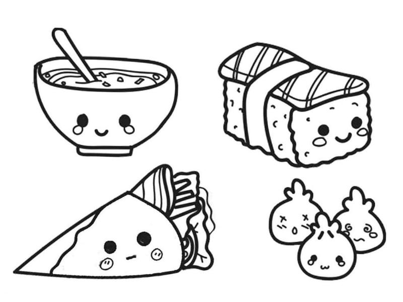 tranh to mau do an sieu dang yeu