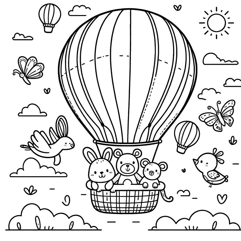 Tranh tô màu khinh khí cầu đẹp giúp bé phát triển sáng tạo 21 tranh to mau khinh khi cau cho be 8