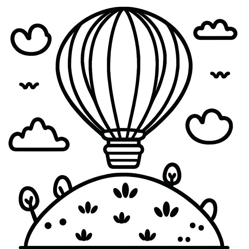 Tranh tô màu khinh khí cầu đẹp giúp bé phát triển sáng tạo 12 tranh to mau khinh khi cau don gian 1