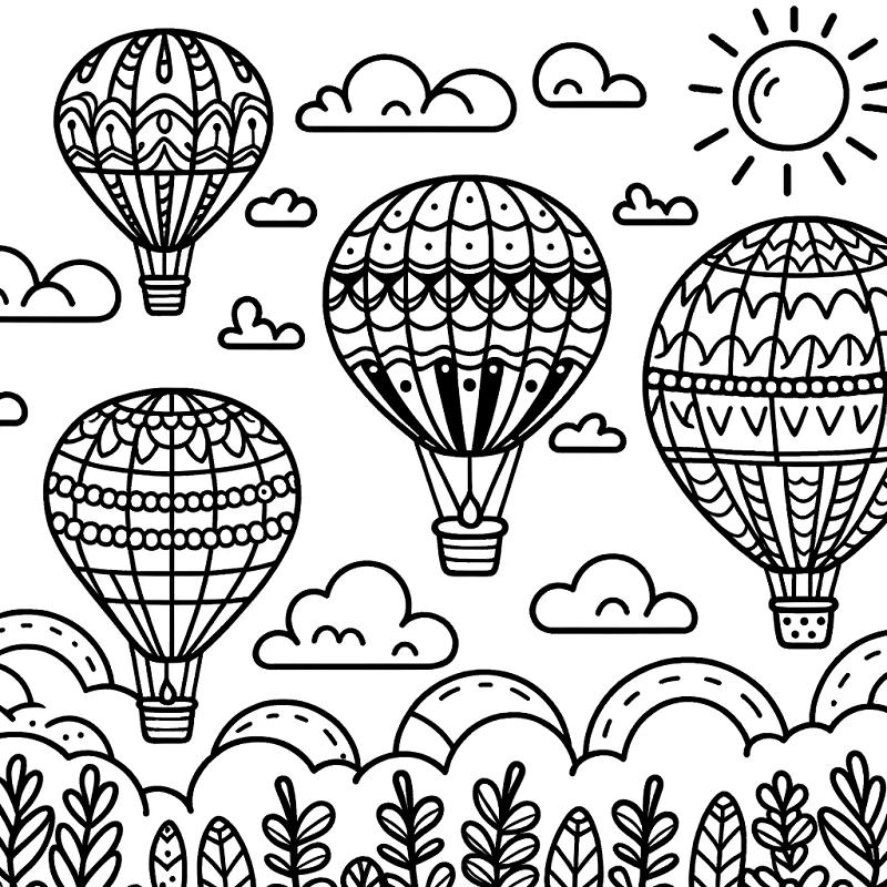 Tranh tô màu khinh khí cầu đẹp giúp bé phát triển sáng tạo 19 tranh to mau khinh khi cau nhieu cai