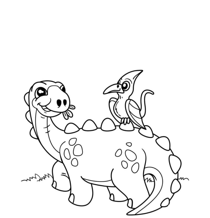 Khoảnh khắc tình bạn đáng yêu giữa khủng long cổ dài và chú chim nhỏ giúp bé thêm yêu thiên nhiên