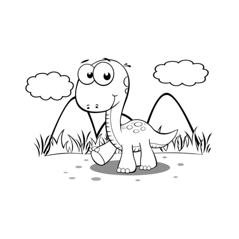 Chú khủng long cổ dài Brachiosaurus với đôi mắt to tròn đáng yêu đang chờ bé tô điểm sắc màu.