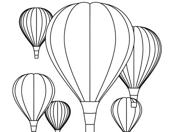 Tranh tô màu khinh khí cầu