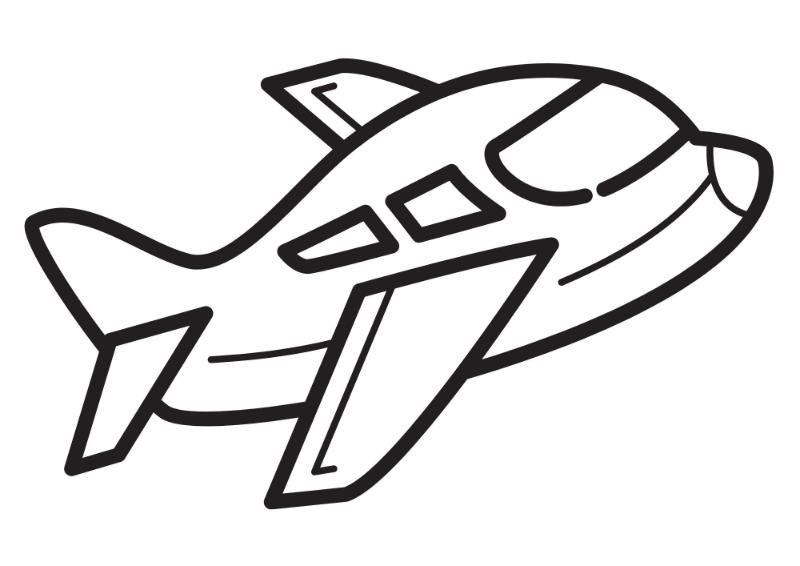 Mẫu tranh máy bay phản lực với nét vẽ to, tròn và đơn giản, giúp bé 3-5 tuổi dễ dàng làm quen với màu sắc mà không sợ bị lem