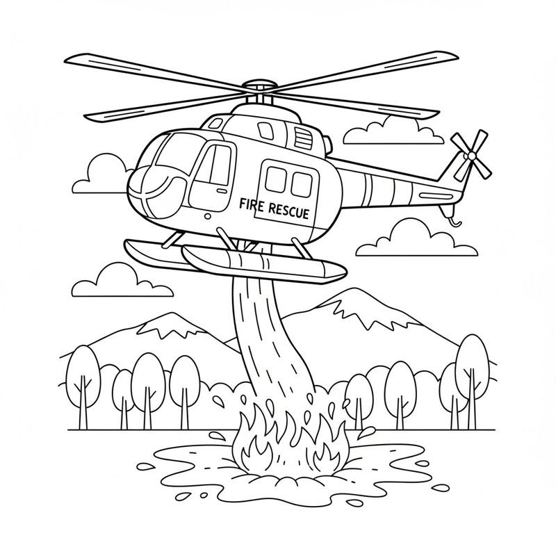 Thông qua hình ảnh trực thăng cứu hỏa đang làm nhiệm vụ, bé vừa tô màu vừa học thêm về lòng dũng cảm và các nghề nghiệp cứu hộ