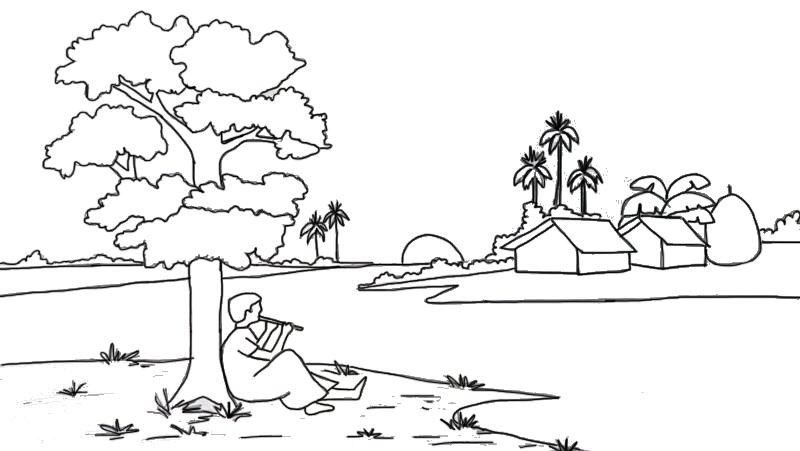 tranh to mau phong canh lang que viet nam 100119776