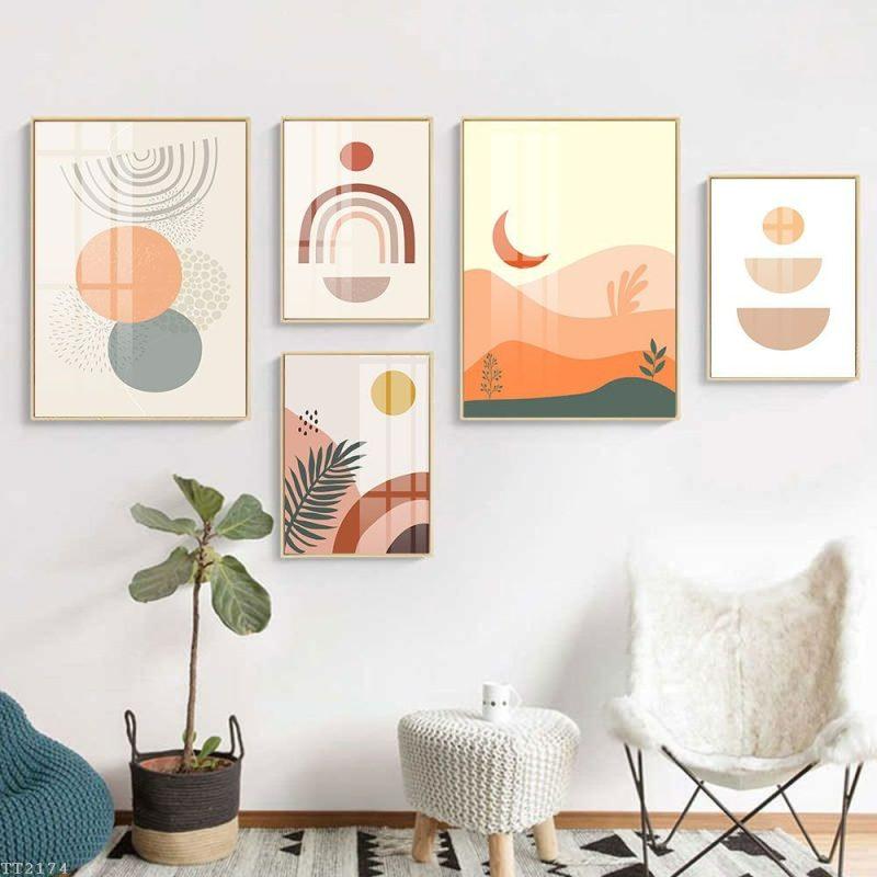 105+ mẫu tranh Minimalism tối giản đẹp, độc đáo sang trọng hiện đại 16 Sự kết hợp ngẫu hứng các hình khối tự nhiên và màu đất, mang lại cảm giác nhẹ nhàng, hài hòa cho không gian