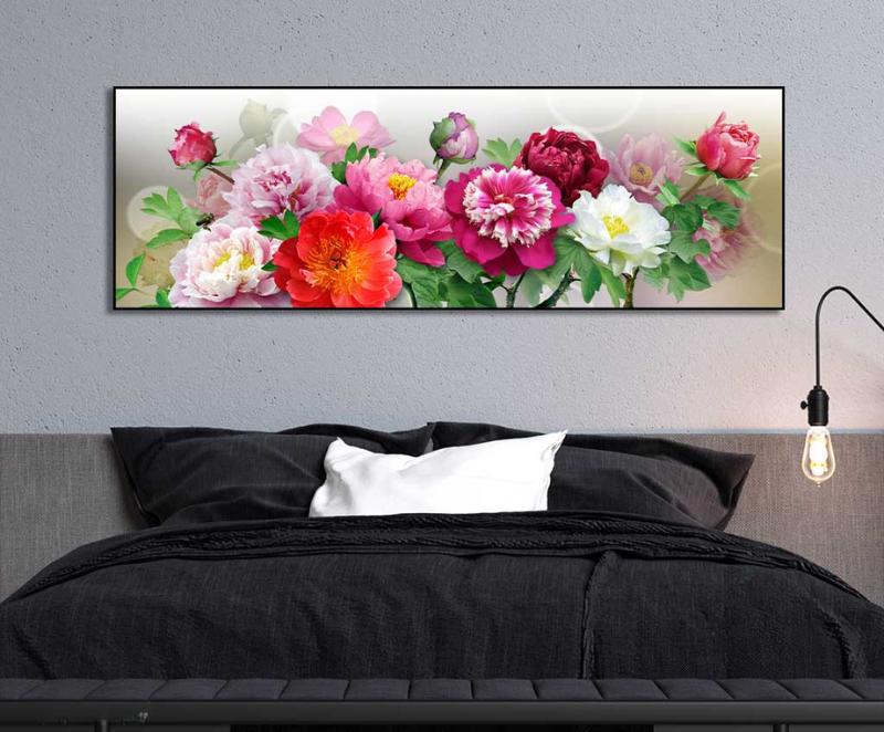 Tranh hoa mẫu đơn màu sắc tươi tắn, ý nghĩa hạnh phúc, hòa hợp cho phòng ngủ vợ chồng