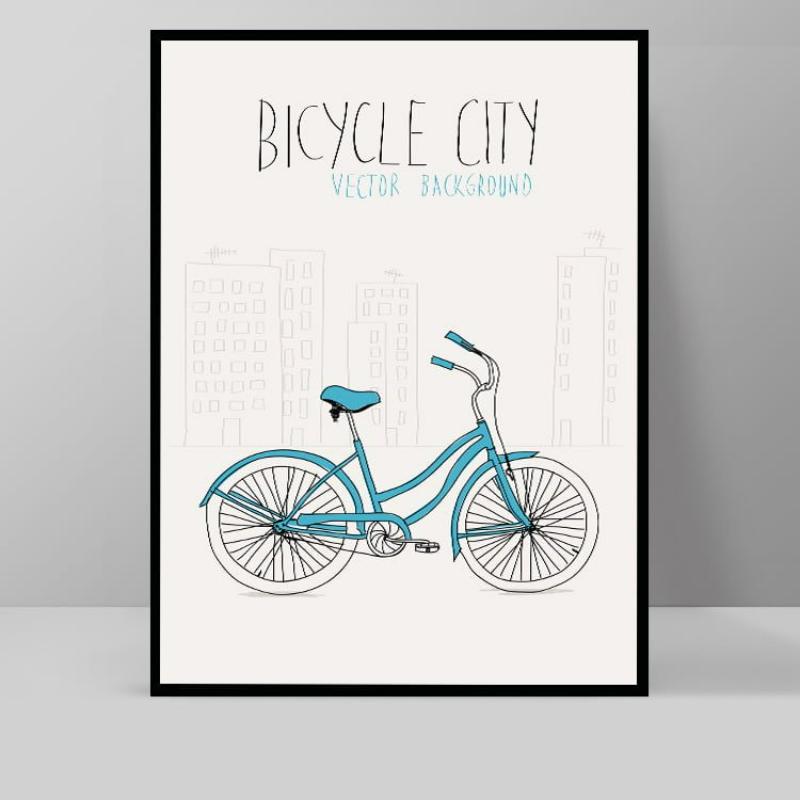 Tranh xe đạp – Vẻ đẹp hoài niệm và mộc mạc trong nghệ thuật 5 Chiếc xe đạp cổ điển, tông màu pastel dịu dàng, là điểm nhấn lý tưởng cho quán cà phê