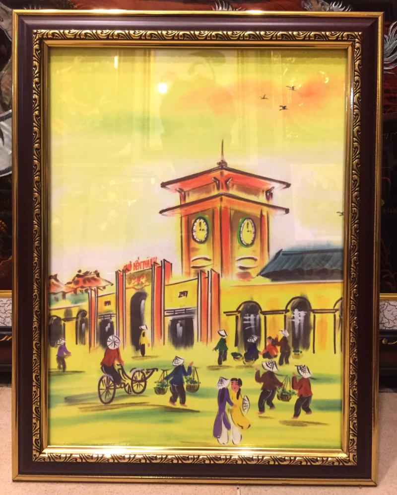 Tranh vẽ Chợ Bến Thành – Tuyển chọn mẫu đẹp nhất 2025 17 Tranh phong cách dân gian, màu sắc tươi vui, gợi lại cảm xúc thân quen về Sài Gòn