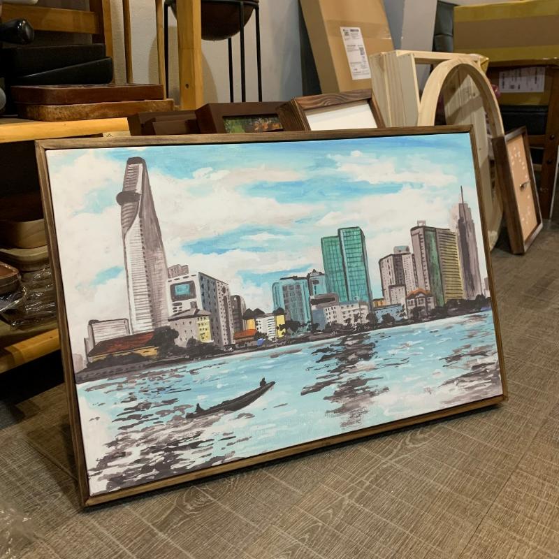 Tranh vẽ thành phố Hồ Chí Minh – Vẻ đẹp Sài Gòn hiện đại 8 Tranh vẽ sông Sài Gòn và các tòa nhà chọc trời theo phong cách đường phố