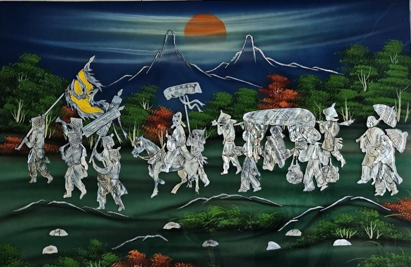 50+ Mẫu tranh vinh quy bái tổ nét đẹp văn hóa 26 Tranh vinh quy bái tổ đêm trăng vàng ánh sáng phản chiếu huyền ảo