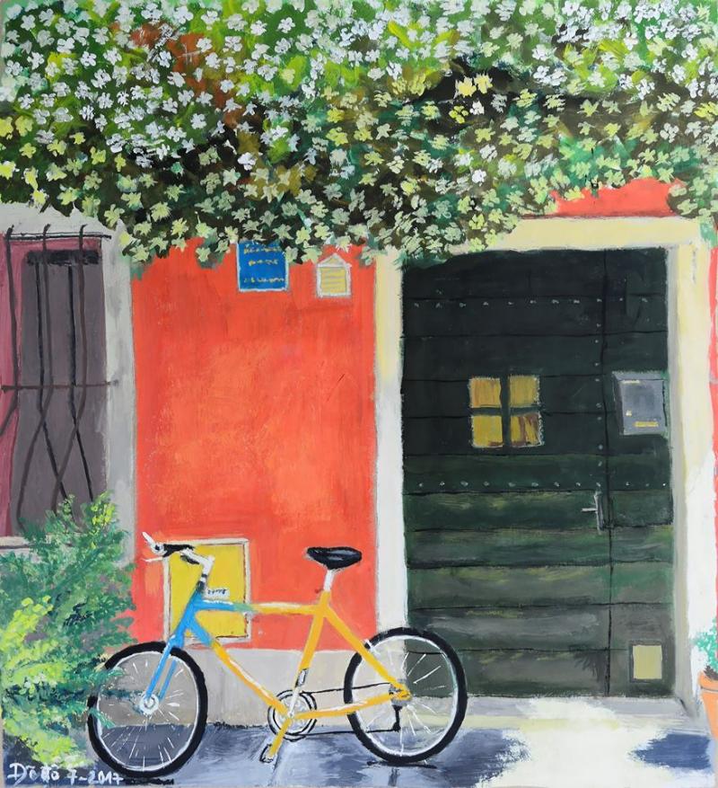 Tranh xe đạp – Vẻ đẹp hoài niệm và mộc mạc trong nghệ thuật 21 tranh xe dap 13