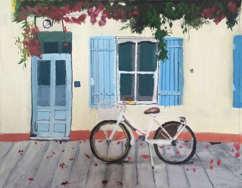 Tranh xe đạp – Vẻ đẹp hoài niệm và mộc mạc trong nghệ thuật 17 tranh xe dap 14