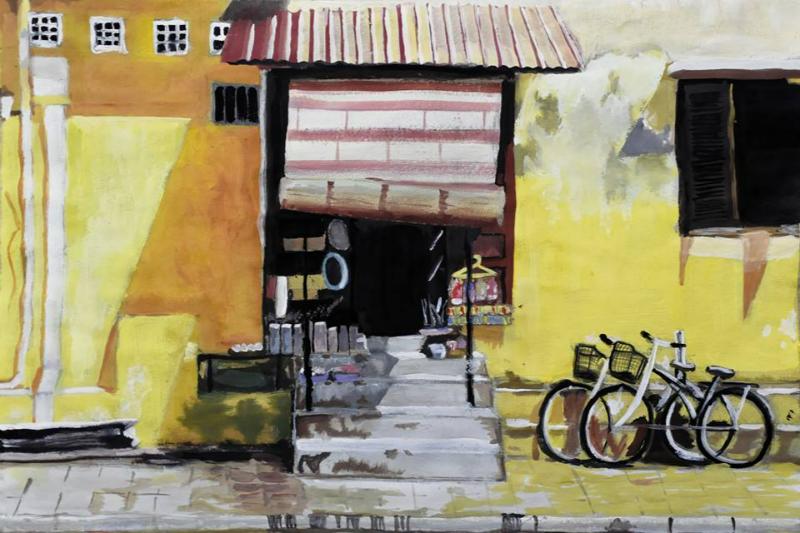 Tranh xe đạp – Vẻ đẹp hoài niệm và mộc mạc trong nghệ thuật 18 tranh xe dap 15