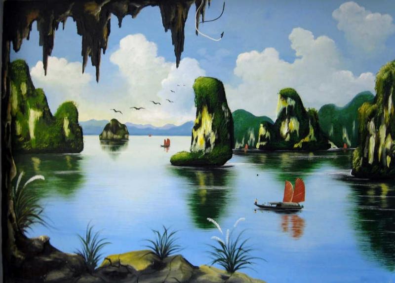 Góc nhìn độc đáo từ hang động, một bức tranh Vẽ Vịnh Hạ Long mang đến năng lượng sáng tạo và sự mở rộng tư duy