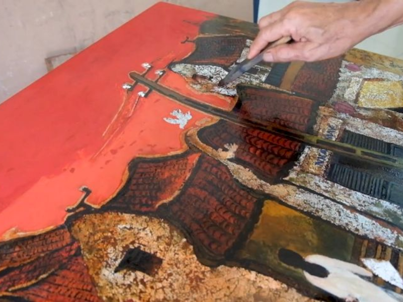 Hướng dẫn cách làm tranh sơn mài bằng vỏ trứng đơn giản 6 Phủ sơn mài nhiều lớp