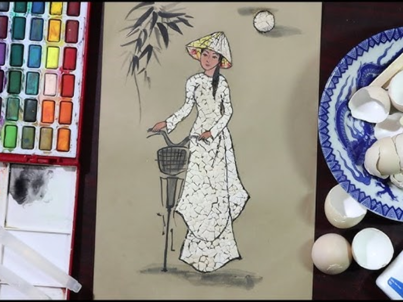 Hướng dẫn cách làm tranh sơn mài bằng vỏ trứng đơn giản 9 8 14