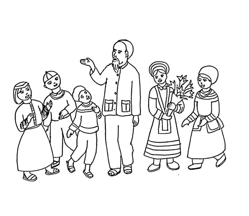 Tranh To Mau Bac Ho Voi Thieu Nhi Vung Cao