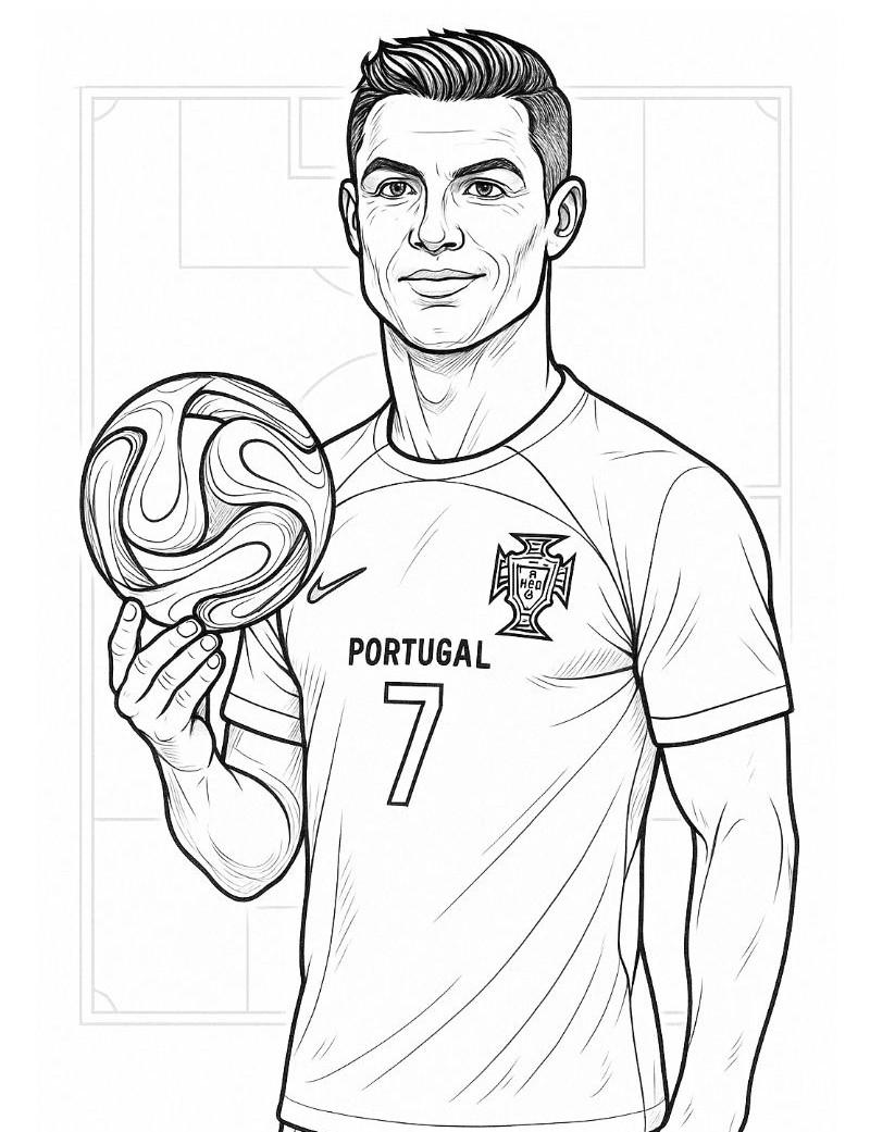 Tranh To Mau Ronaldo cam qua bong vang 1