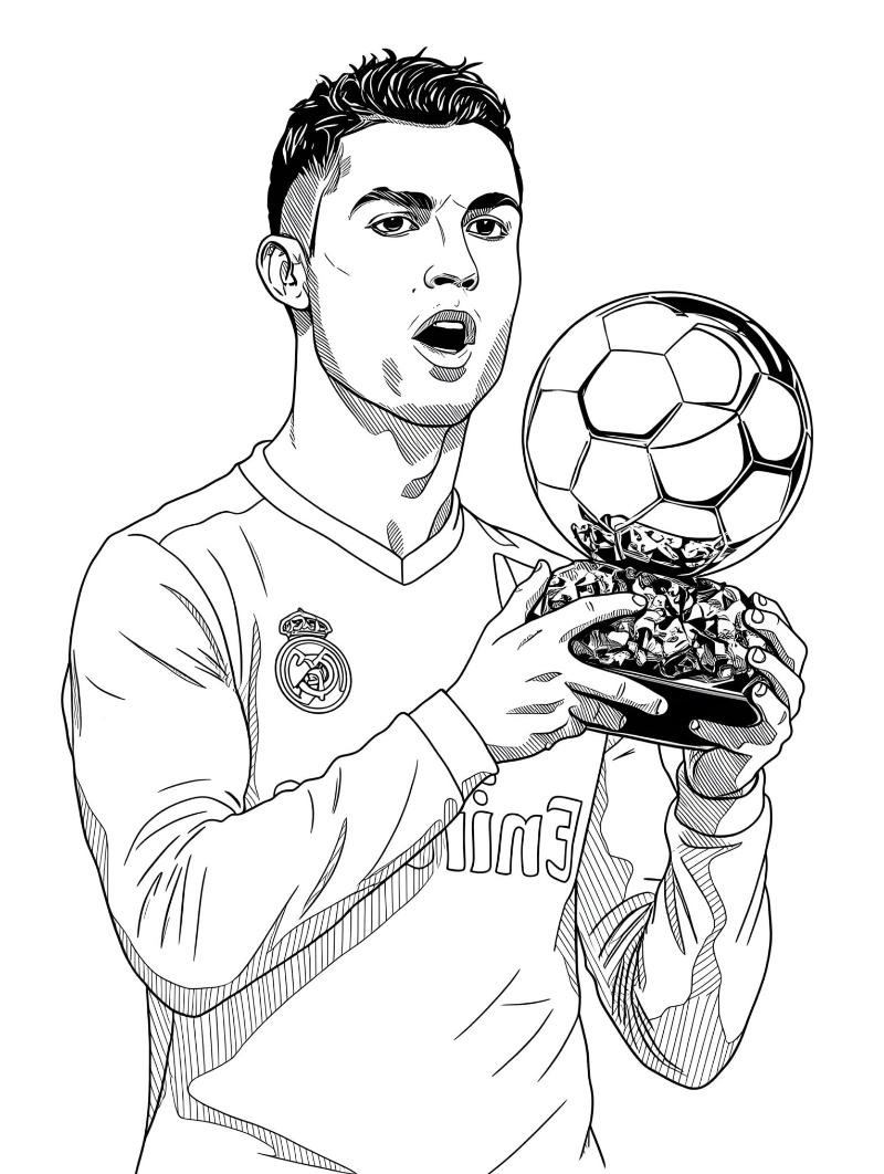 Tranh To Mau Ronaldo cam qua bong vang