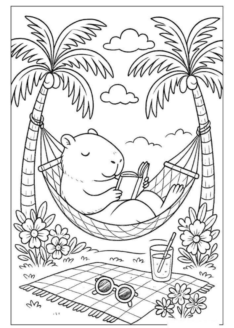 Tranh to mau Capybara cho be 5 8 tuoi 1