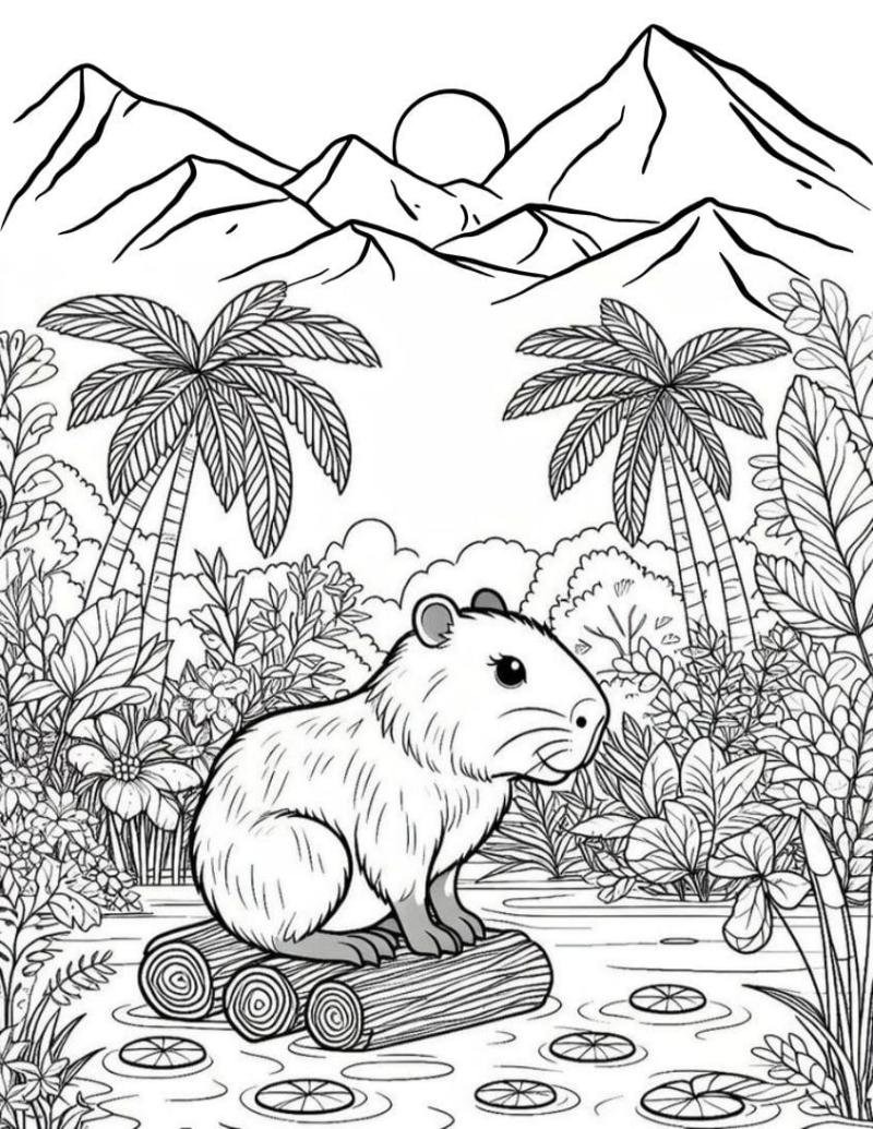 Tranh to mau Capybara cho be 5 8 tuoi 12