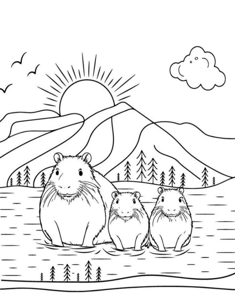 Tranh to mau Capybara cho be 5 8 tuoi 6