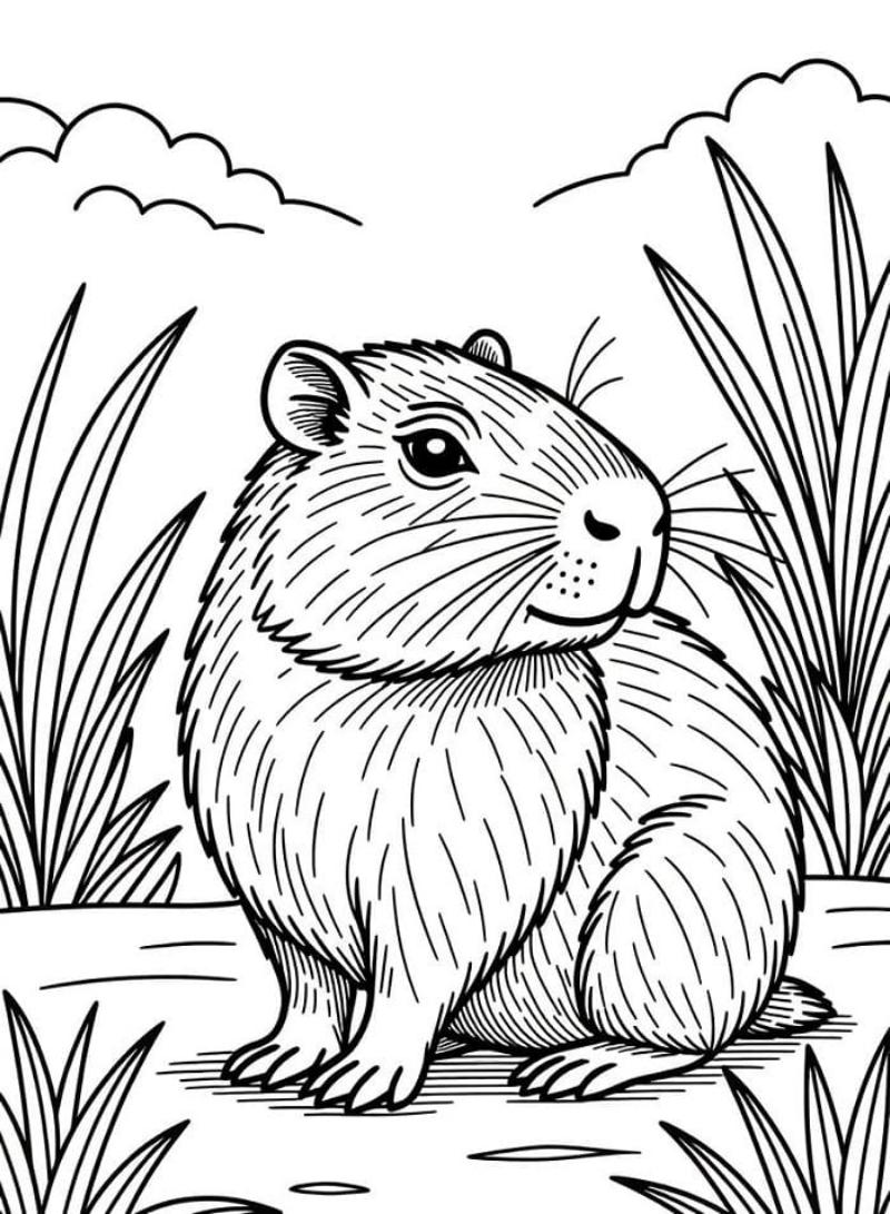 Tranh to mau Capybara cho be 5 8 tuoi 7