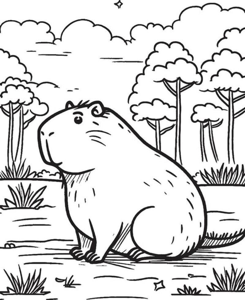 Tranh to mau Capybara cho be 5 8 tuoi 8